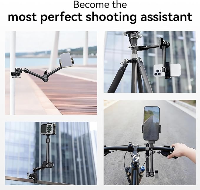 EMART 10inch Articulating Magic Arm Camera Mount with Super Clamp, Friction Power Adjustable Camera Mounts & Clamps with Magicarm and Cold Shoe for Photography/Videography/Webcam/Flash Light