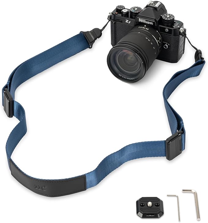 JJC DSLR Camera Neck Strap with Patented Quick Release Buckles, Universal Adjustable Camera Shoulder Sling Strap for Canon Nikon Sony Fujifilm Olympus Pentax DSLR SLR Cameras (Blue)