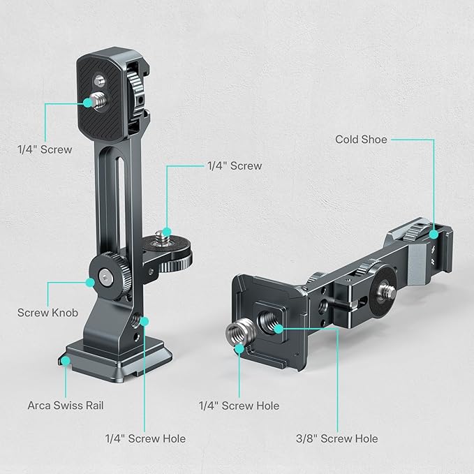 Magnetic Phone Tripod Mount for Pocket 3 - Aluminum Phone Mount with Cold Shoe & Arca Swiss Quick Release Plate, Large Screen Monitor Solution for Vlogging Shots