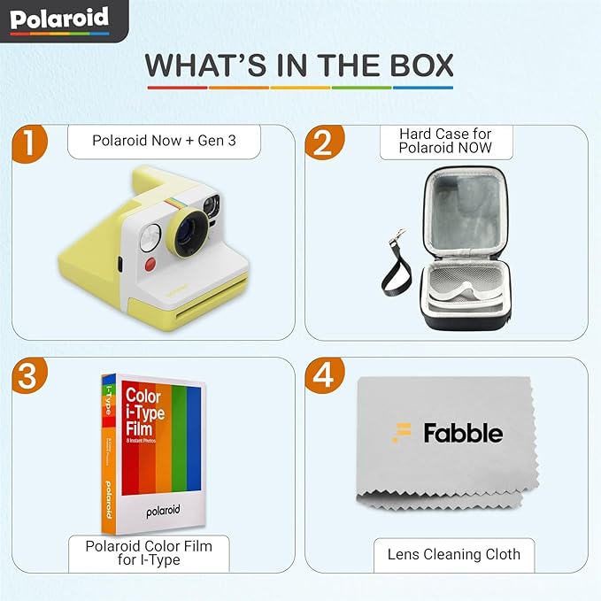 Polaroid Now Generation 3 I-Type Instant Camera (Yellow) Bundle with Color I-Type Film (8 Exposures), Hard Protective Case and Wrist Strap