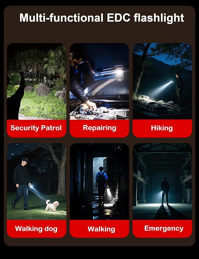 Pocket EDC Flashlight Rechargeable, 500 Lumens Keychain Flashlight Small LED Light for Work, Running, Walking, Camping, Fishing, Hiking, Dog, Emergency