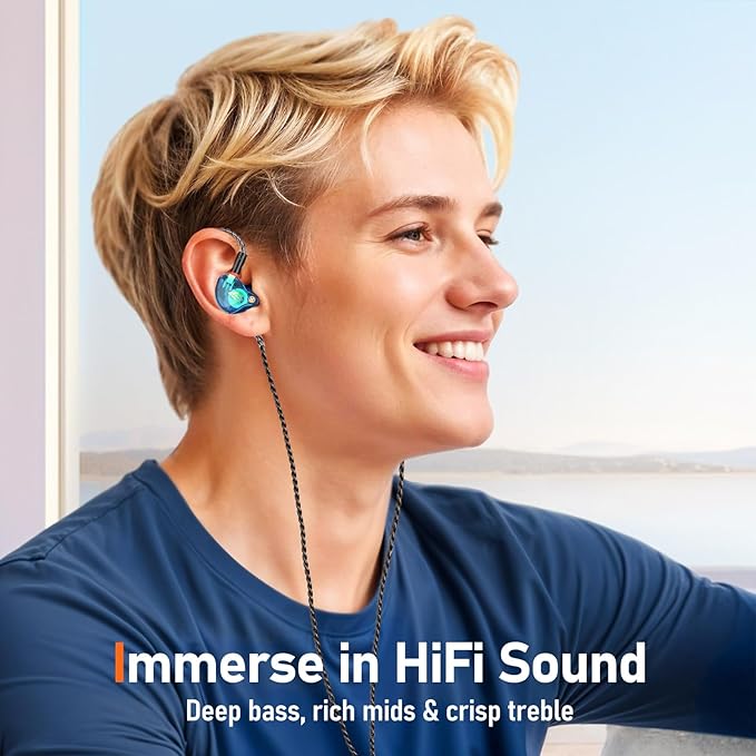 Vibes 202MC USB-C Wired Earbuds - USBC HiFi in Ear Headphones for iPhone 17/16/15 - Noise Isolating Ear Buds w/ Mic - Clear Sound, Deep Bass & Comfort-Fit Earphones - Silver Plated Cord, Carrying Case