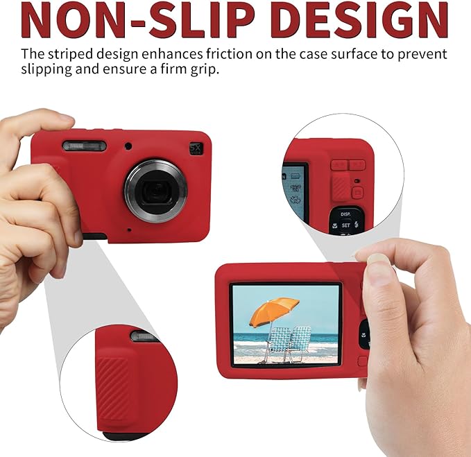 Easy Hood Camera Case for Kodak PIXPRO FZ55, Soft Silicone Cover Anti-Scratch Slim Fit FZ55 DSLR Camera Sleeve Body Skin Travel Protective Case, Cherry Red