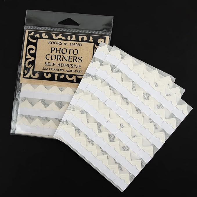 Lineco Ivory Acid-Free 0.5" Archival Photo Corners, Self Adhesive, Pressure Sensitive, Non-Yellowing, Mount Pictures Without it Touching Tape, Scrapbooking, DIY, Displaying Pictures. (Pack of 252)