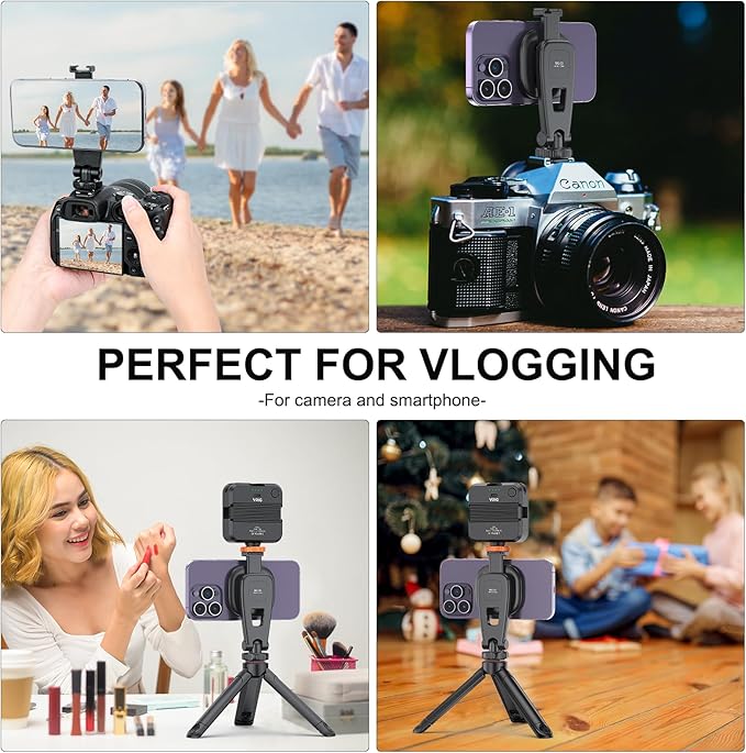 VRIG MG-03 Magnetic Phone Tripod Mount, Tripod Mount for Magsafe Cold Shoe for iPhone 16 15 14 13 12 Series, Magnetic Ring Compatible with All Phones & Cases, 360° Rotation, for Tripods, Cameras