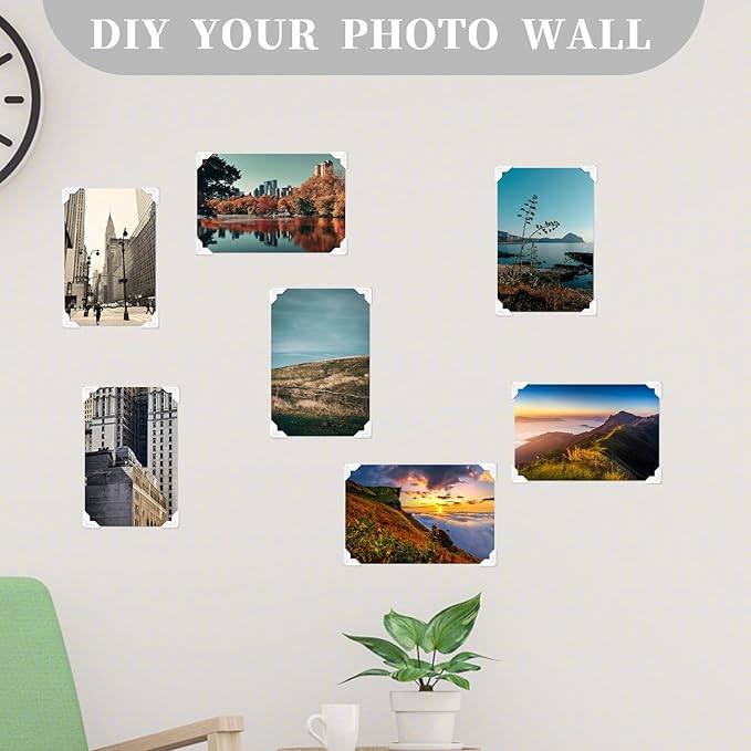 240 Pcs Silver Photo Corners Self Adhesive Picture Corners, Scrapbook Photo Corner Stickers, Photo Mounting Corners for Photo Album, Picture Frames, Journal, 10 Sheets