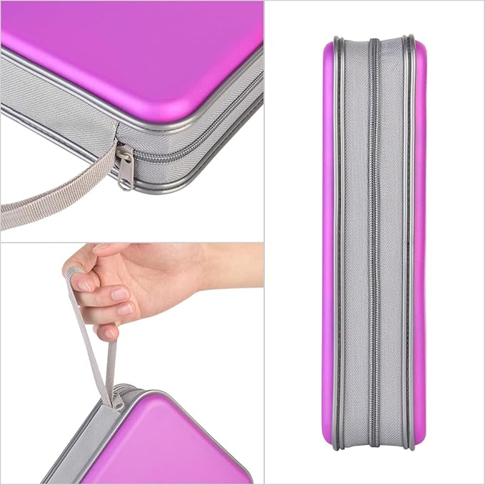 alavisxf xx CD Case, 96 Capacity Hard Plastic CD Holder Protective DVD Disc Storage Case Holder Portable Zipper CD DVD Organizer Storage Wallet for Car Home Travel (96 Capacity, Purple)