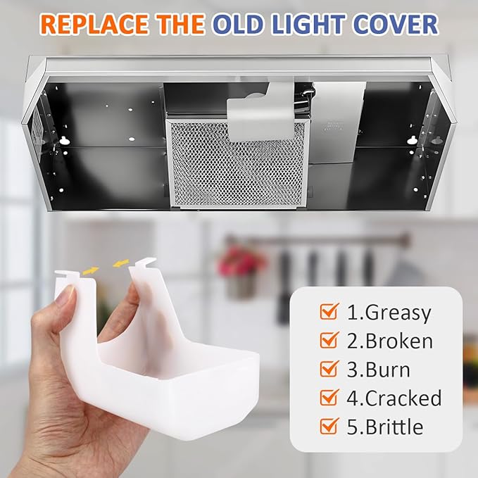 1pcs 99110437 Range Hood Light Lens Cover White Compatible with Bro-an Nu-tone 40000/41000/42000 Series Range Hoods Cover 3051767 S88169 88169 E2099110437 AP337947 1172921