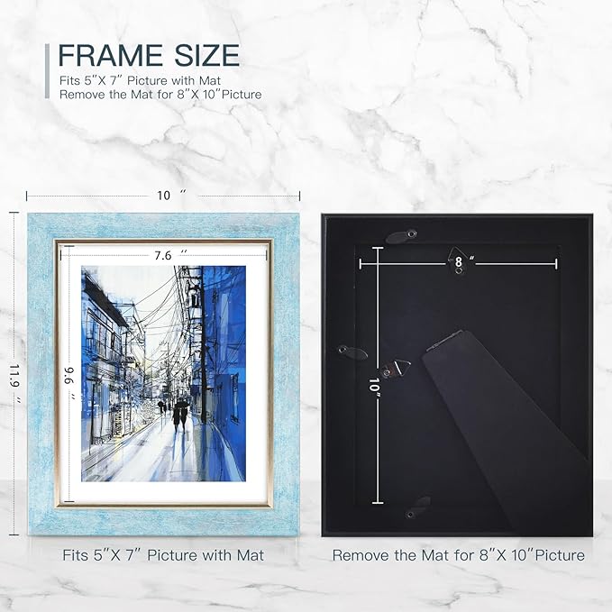 XUANLUO 8x10 Picture Frames Set of 4 Rustic Retro Photo Frame with HD Plastic Cover for Wall Mount and Tabletop Display Family Friends Wedding Gift