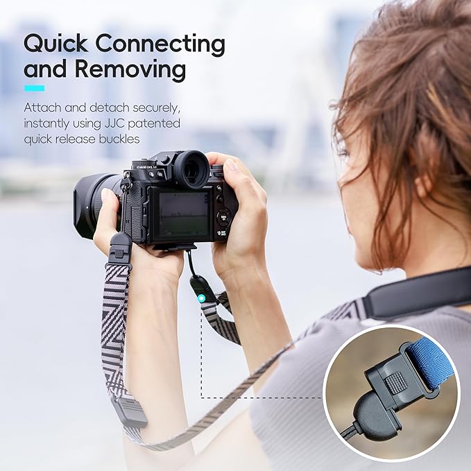 Mirrorless Camera Neck Strap with Quick Release Buckles, Adjustable Shoulder Sling Strap for Sony A7C II A7 IV III A7R V IV ZV1 ZV-E10 Canon EOS R100 R50 M50 M6 Nikon Z30 Z50 Z6 Z7 II & More (Grey)