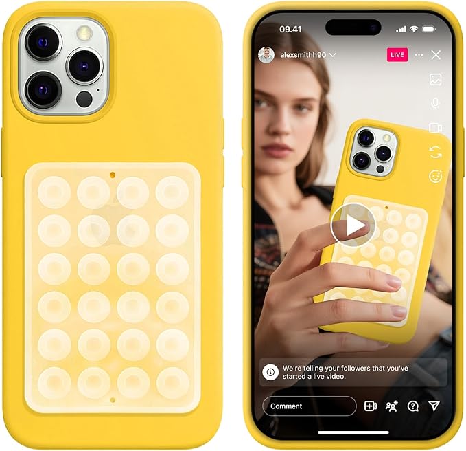 Silicone Suction Phone Case Mount, Non Slip Sticky Grip, Silicon Adhesive Suction Cup Mount, Strong Grip Holder for Selfies and Videos,Clear 2 Pack