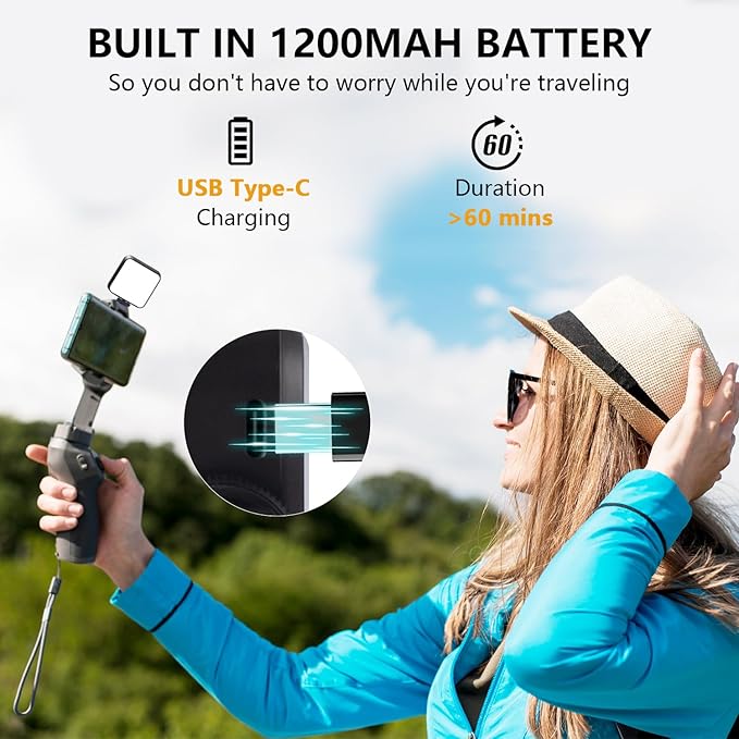 LED Video Lights, LED Camera Light, Small Lamp, Photography Pocket Lamp, CRI 95+ 2500-9000K Rechargeable Portable Photography Lighting for Camera