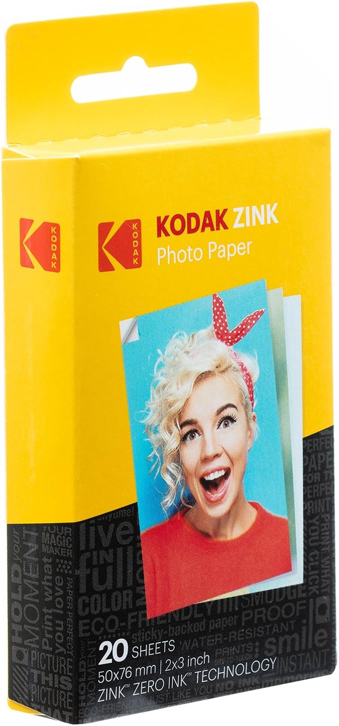 Kodak 2x3" Sticky-Backed ZINK Photo Paper (20 Sheets) - Compatible With Kodak Printomatic Instant Camera