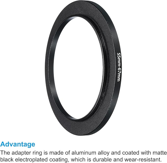 PATIKIL 55mm-67mm Metal Step Up Ring, 2 Pack Camera Lens Filter Adapter Ring Aluminum Filter Adapter Ring for Camera Lenses Hood, Black