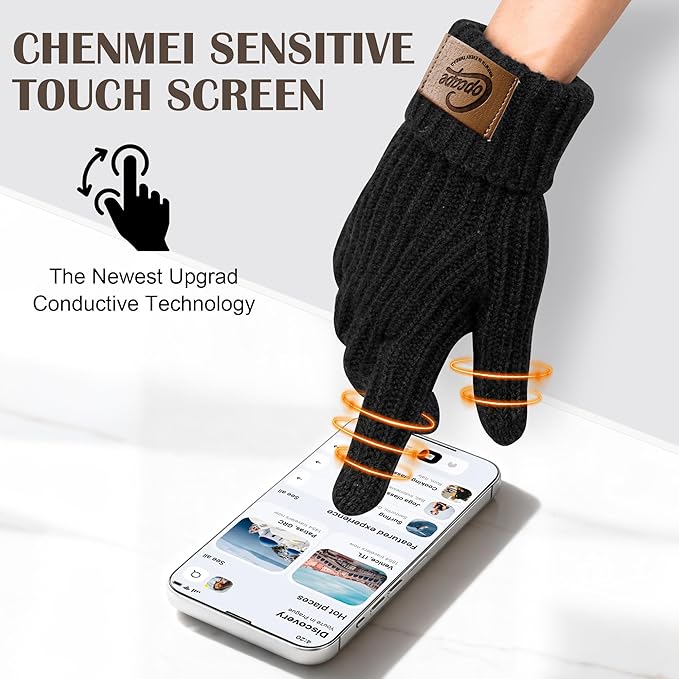 Copcape Winter Gloves for Men Women, Mens Gloves for Cold Weather Warm Thermal Fleece Lined Touchscreen Fingers for Outdoor