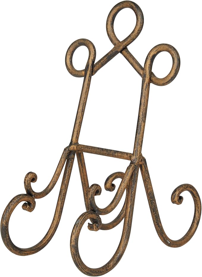 Deco 79 Metal Display Easel Scroll Tabletop Easel, Display Stand 5" x 8" x 9", Brown