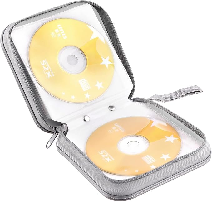 CD/DVD Case Wallet, 48 Capacity, White, Plastic + PP Film + Non-Woven Fabric, Lightweight, Portable