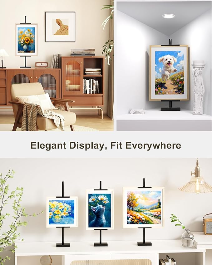 Adjustable Tabletop Easel Stand, Picture Easels for Display Up to 29" H, Metal Picture Frame Holder Stand Table for Art, Photo (Black)