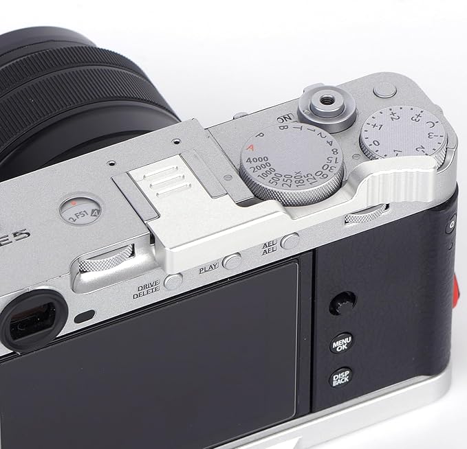 Metal Thumbs Up Grip for Fujifilm Fuji X-E5 Camera, XE5 Thumb Up Rest Hand Grip Anti-Slip Finger Grip, Hot Shoe Mount Thumb Support Enhanced Grip for One-Handed Photography (Silvery)
