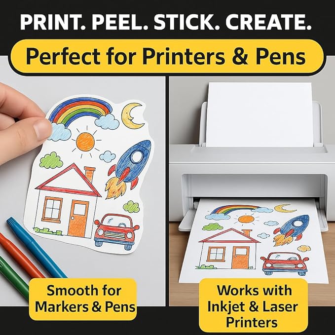 Mailing Labels for Laser/Inkjet Printer, Address Labels Stickers - 100 Sheets 8.5” x 5.5” Half Sheet Printable Sticker Paper, 200 Address Label for Packages (2 Shipping Label/Sheet)