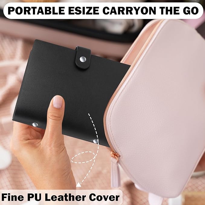 2 Pack Small Photo Album 5x7 Holds 52 Pictures Leather Cover 5 x 7 Album Mini Picture Book Acid Free Inner Pages Portable Albums Book for Wedding Family Boys Girls Art Work(Black)