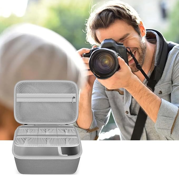 Digital Camera Case Compatible with Canon EOS Rebel T7/ 4000D/ T100 DSLR Cameras, Also for Sony Alpha a6400/ a6100/ a6700/ A6600/ a6300 Mirrorless, Holder for SD Card and More (Grey)