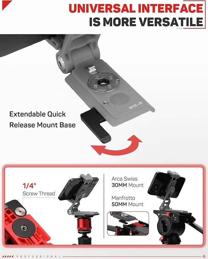 IFOOTAGE Universal Phone Tripod Mount Adapter with Cold Shoe, 360° Rotation Cell Phone Holder for Tripod, Selfie Stick, Desk Phone Stand with Adjustable Clamp, Gray