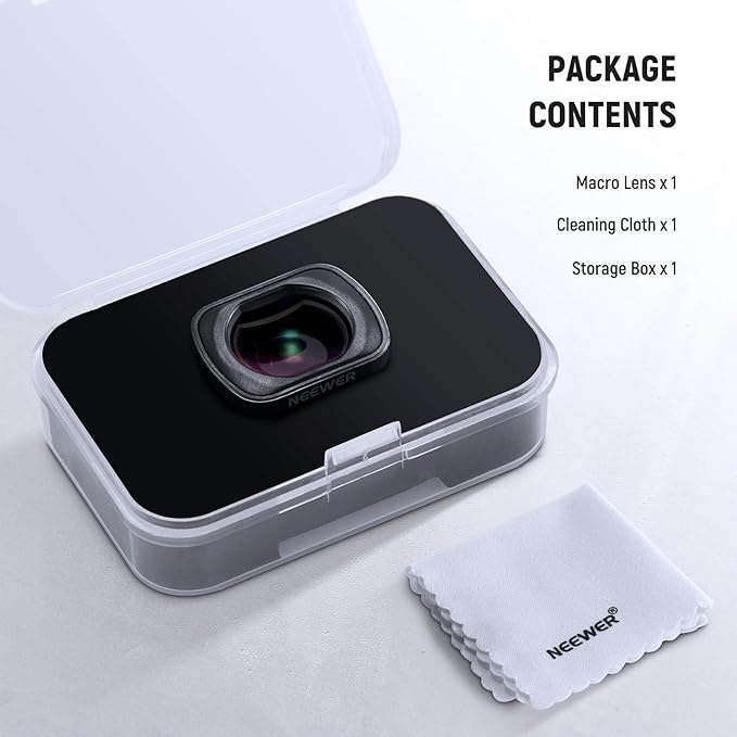 NEEWER 2X Macro Lens for Pocket 3, Magnetic Close Up Macro Photography Lens, 3 Elements in 3 Groups Multicoated HD Optical Glass, Compatible with DJI Osmo Pocket 3, Do Not Stack Filters, LS-64