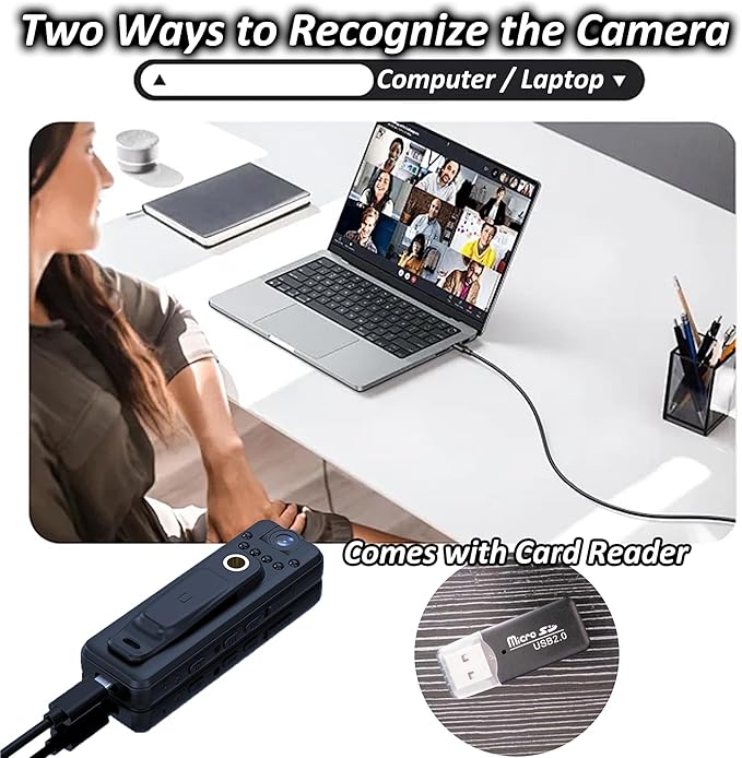 Mini Body Camera with Night Vision, 1080P HD Body Cam with 180° Rotatable Lens, Portable Body Worn Camera with 64GB Card, Loop Recording for Security, Law Enforcement, Outdoor Travel, Hiking