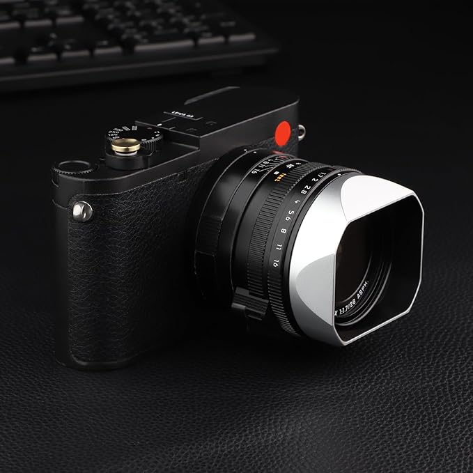 Haoge Metal Square Lens Hood for Leica q3 Q2 Q Q-P QP Q3 Typ116 Camera Accessories Silver LH-LQW