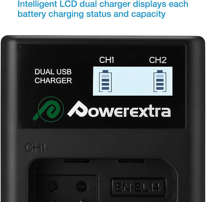 NP-FW50 Battery and Smart LCD Display Dual USB Charger Compatible for Sony ZV-E10, Alpha a6500, a6300, a6000, a7s, a7, a7s ii, a7s, a5100, a5000, a7r, a7 ii Camera