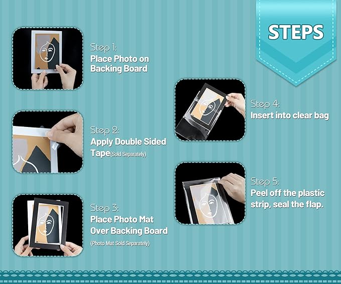 Golden State Art, Pack of 100, 4x4 inches Acid-Free Crystal Clear Sleeves Storage Bags for Photo Prints Framing Mats Mattes