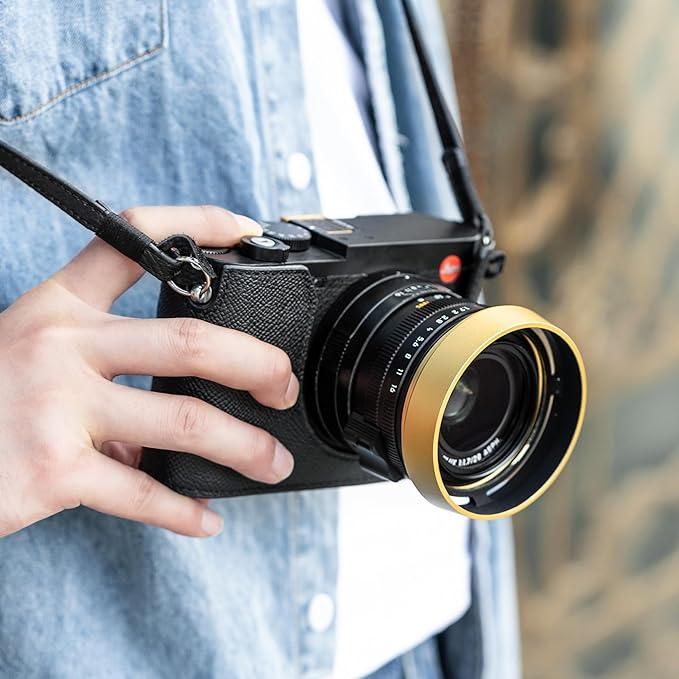 JJC Metal Lens Hood Shade for Leica Q3 43/Q3/Q2/Q Cameras, Replaces Leica Round Lens Hood Q, with 49mm Center Pinch Snap-On Lens Cap, No Vignetting