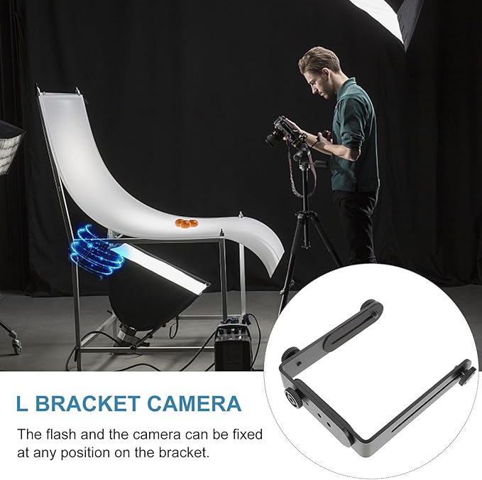 BESPORTBLE Dual Metal Bracket for DSLR Camera and Flashlight Screw Holder for Tripods Mounting Support for Speedlight and LED Photography Lights