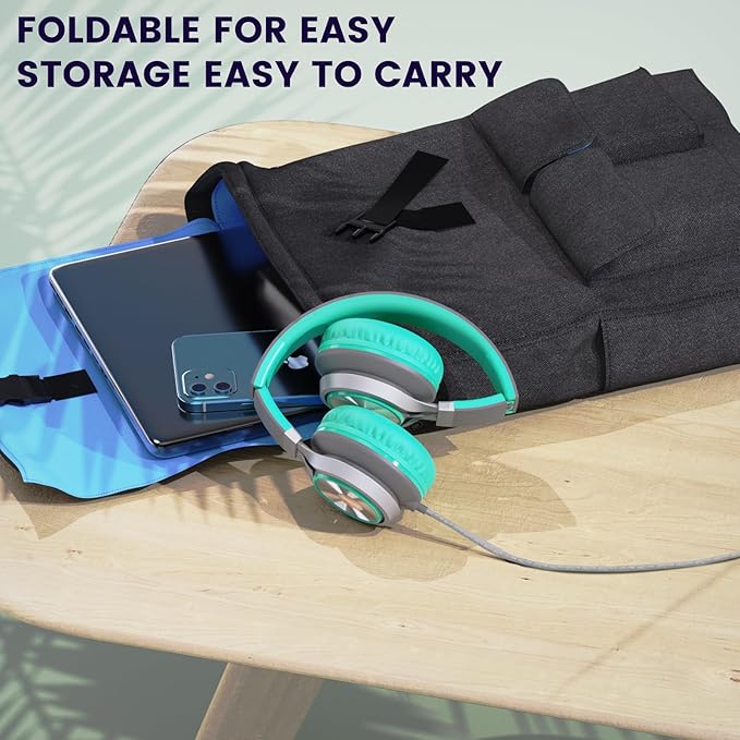 USB C Headphones Wired with Microphone Tangle-Free Plaiting Line,Over Ear Headphones,Lightweight Foldable for School/Travel/Zoom/iPhone 17/16/15, Samsung Galaxy S25/S24, Google Pixel 9, Ideal Gift