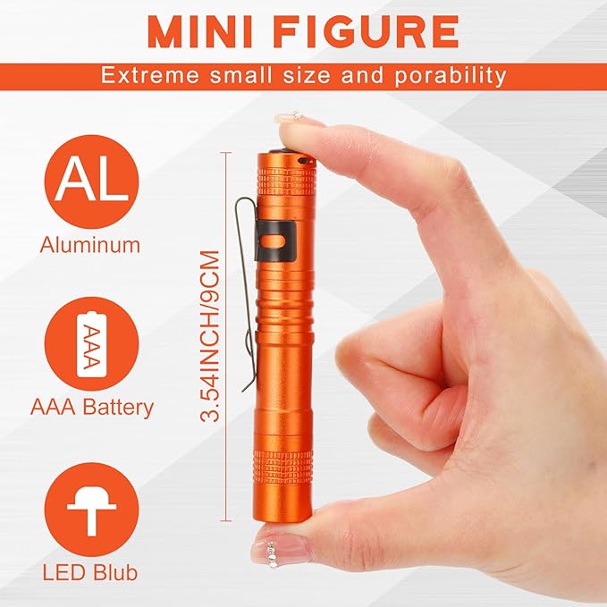 Hortsun 20 Pcs Mini Pen Light Flashlights Christmas Gifts for Men Pocket Flashlights Pen with Clip Small LED Handheld Slim Torches Without Battery(3.54 Inch,Red, Rose Pink, Yellow, Blue, Orange)