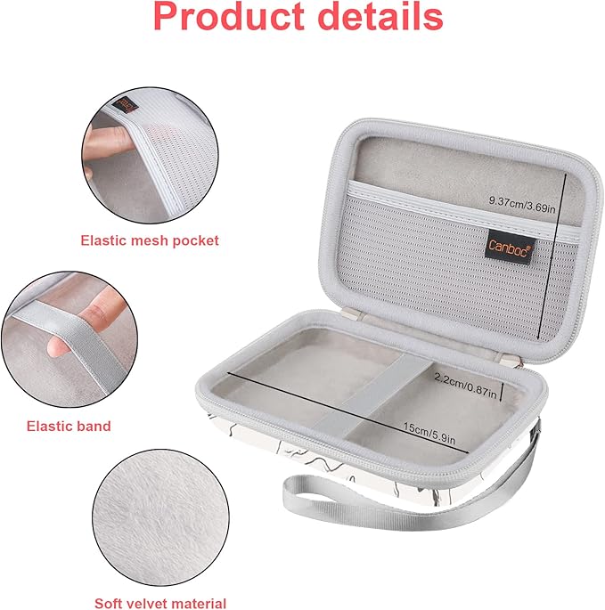 Canboc Carrying Case for MacBook Air Pro Charger MagSafe/MagSafe 2 Power Adapter, iPhone 16/16 Pro MagSafe Charger, USB C Hub, Type C Hub, USB Multiport Adapter, Hard EVA Bag, White