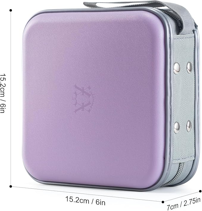 alavisxf xx 48 Capacity Hard Plastic DVD Case Portable Zipper CD Case Holder Large Storage Disc Wallet Bag for Car Home Travel (Lavender)