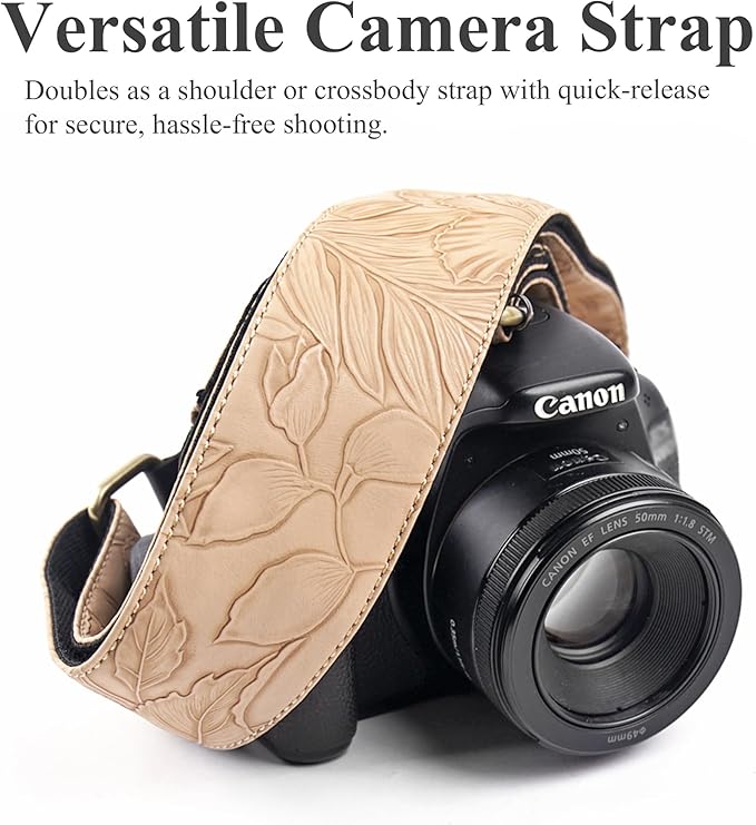 QIELIZI Lifestyle Camera Strap,Vintage Adjustable Vintage Neck & Shoulder Strap for All DSLR Cameras
