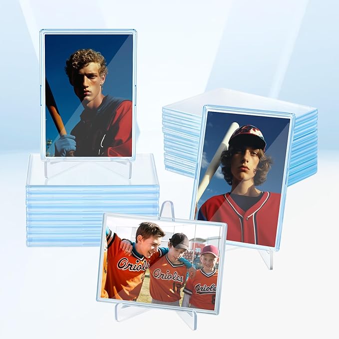 30 Pack Arcylic Card Sleeves Card Protector Cases Fit for Trading Cards Standard Sports Baseball Card Holder Collectibles + 5 Pack Card Display Stand