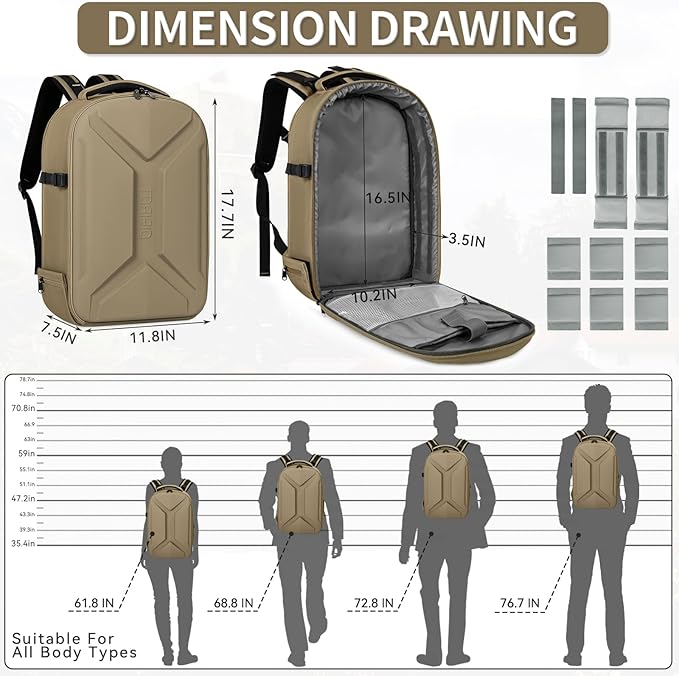 Camera Backpack, Hardshell DSLR Photography Camera Bag with Rain Cover, Waterproof Hard Shell Camera Case with Tripod Holder & 15.6" Laptop Compartment Compatible with Canon/Nikon/Sony/DJI Mavic Drone