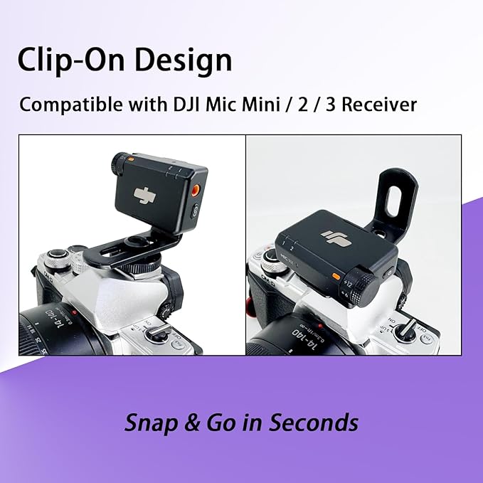 Cold Shoe Camera Mount Adapter for DJI Mic 3 Mini 2 1 Rode Go II Micro Hollyland Lark Synco Insta360 X5 Air Mic Wireless Lavalier Magnetic Microphone Transmitter Receiver Clip Clamp Accessories