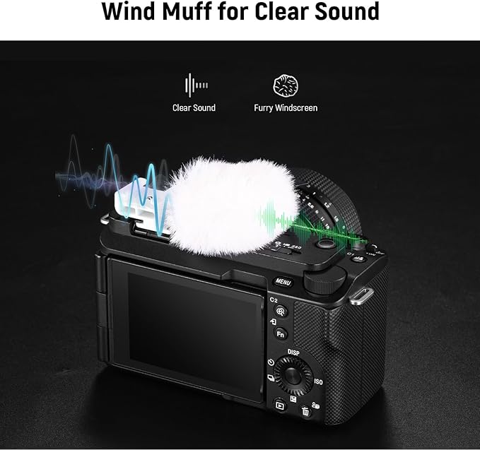 Neewer Cold Shoe Wind Muff for ZV Series Vlog Cameras, Microphone Furry Windscreen with Cold Shoe Mount Adapter Accessory Compatible with Sony ZV-1F ZV-E10 ZV-1 ZV-E1 ZV-1 II, CA133 White