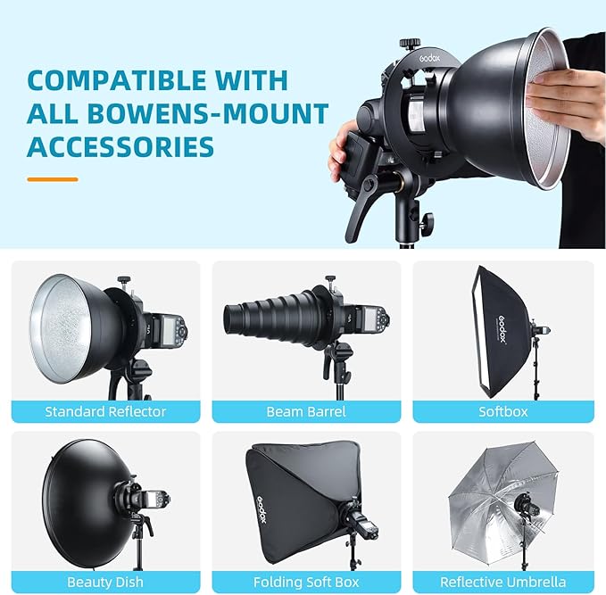 Godox S2 Speedlite Bracket: Bowen Mount Flash Holder Bracket for Godox V350/V850/V860, TT360/TT600/TT685, V1/V1 Pro Flash and AD200pro/AD300pro/AD400pro Outdoor Strobe Flash