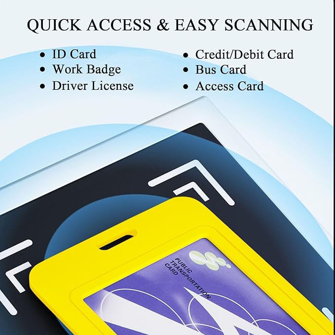 Larpur 2 Pack ID Badge Holders Hard Plastic Vertical Sliding Card Cases with Clear ID Window for School, Office, Factory, Work, Yellow