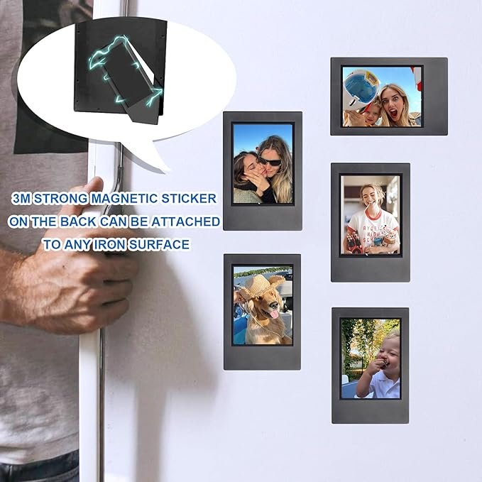 WOGOZAN 2x3 Mini Picture Frame for Fujifilm Instax Mini 12/11/99/41/40/SE/EVO Classic Polaroid Frames 2.15x3.4 Inches Photo Picture Frame with Magnetic Sticker and Protective Film (Black) (10 Pack)