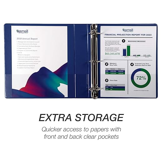 Samsill Durable 1.5 inch 3 Ring Binder, Made in USA, D Ring Binder, FSC 100% Recycled Chipboard, Blue, 4 Pack