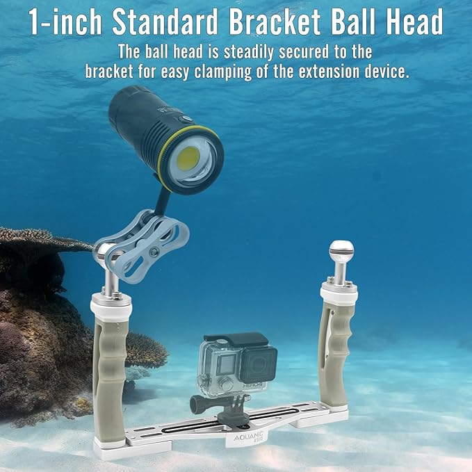 AQUANIC AS10 Underwater Camera Tray Handheld Stabilizer Tray Bracket for Camera Housing, Handle Aluminum Diving Grip for Gopro Divevolk, TG-5/6, RX100 V and Other Action Camera (Grey)