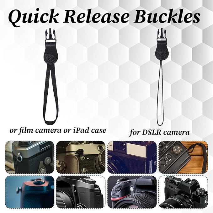 Shoulder Strap with Pad, 2 Sets of Quick Release Buckles, Durable Nylon Neck Portable Lanyard, Camera Strap for Camera, Tablet, Laptop, Binocular, Luggage Bag, Black