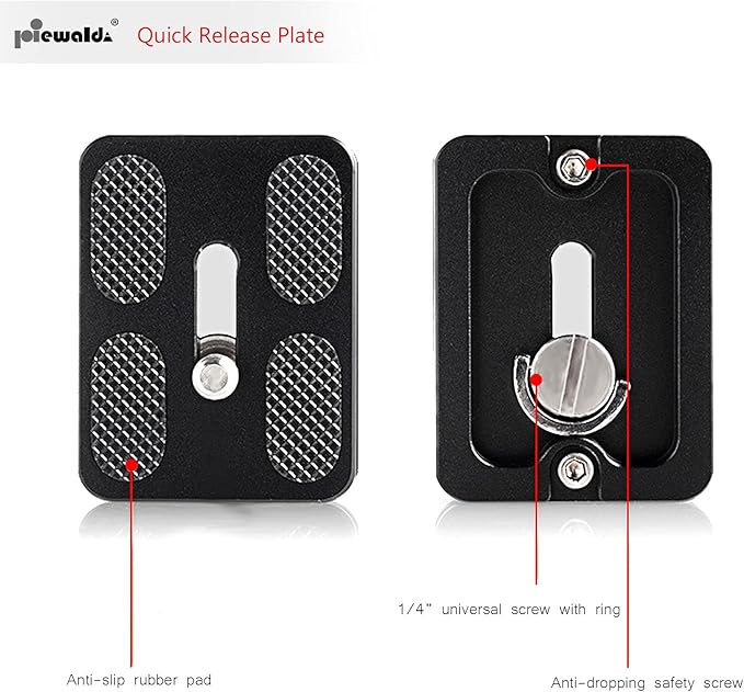 Universal Tripod Quick Release Plate, Quick Release Plate, Arca Swiss Plate with 1/4 Inch Slotted Screw, C-Ring/D-Ring Screw, 1/4"-3/8" Screw, for DSLR Camera Tripod Ball Head(PU-50)